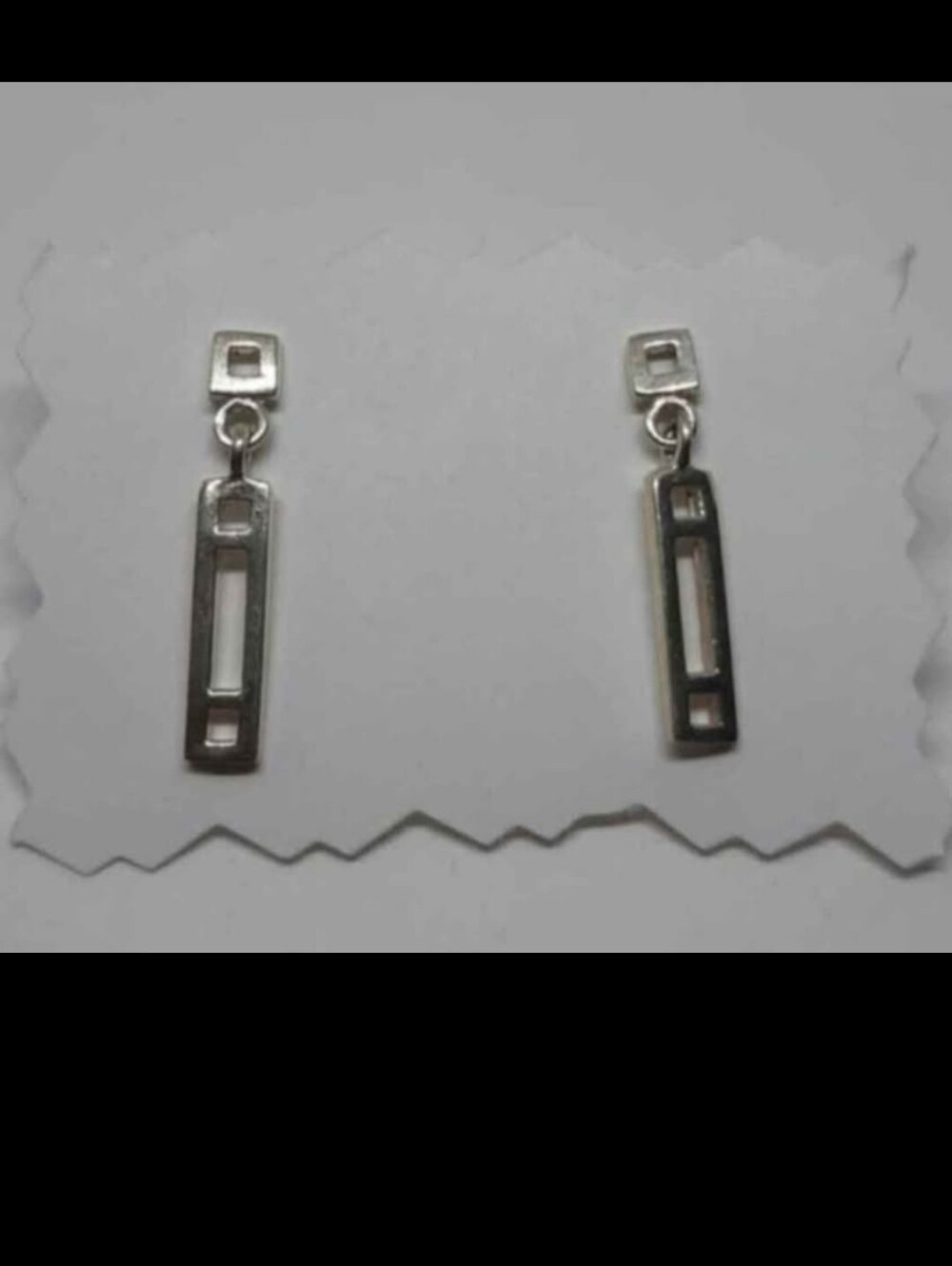Minimalist Rectangular SterSterling Silver Drop Earrings